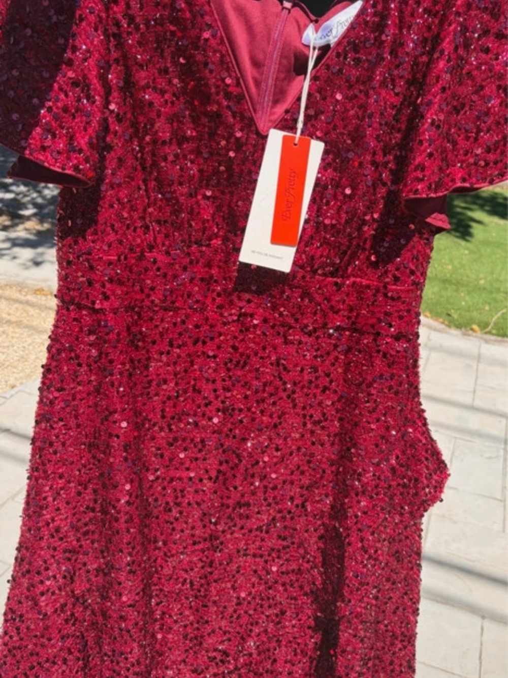 Ever Pretty Burgundy Sequin Party Dress
